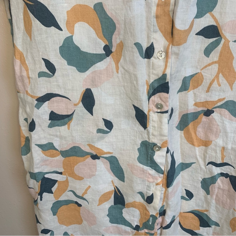 Rachel Zoe 100% Linen Floral Button Front Shirt Dress - Picture 5 of 10